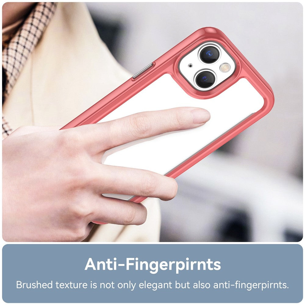 iPhone 14 TPU Cover Acrylic Anti scratch Smartphone Back – Transparent/Rød - produktbillede 6