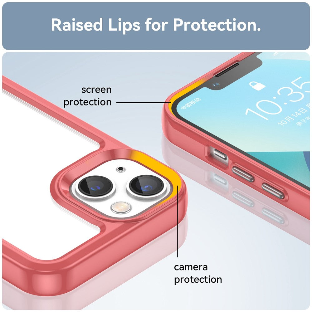 iPhone 14 TPU Cover Acrylic Anti scratch Smartphone Back – Transparent/Rød - produktbillede 7