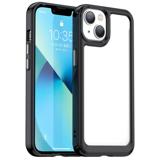 iPhone 14 TPU Cover Acrylic Anti scratch Smartphone Back – Sort/Transparent - produktbillede 1