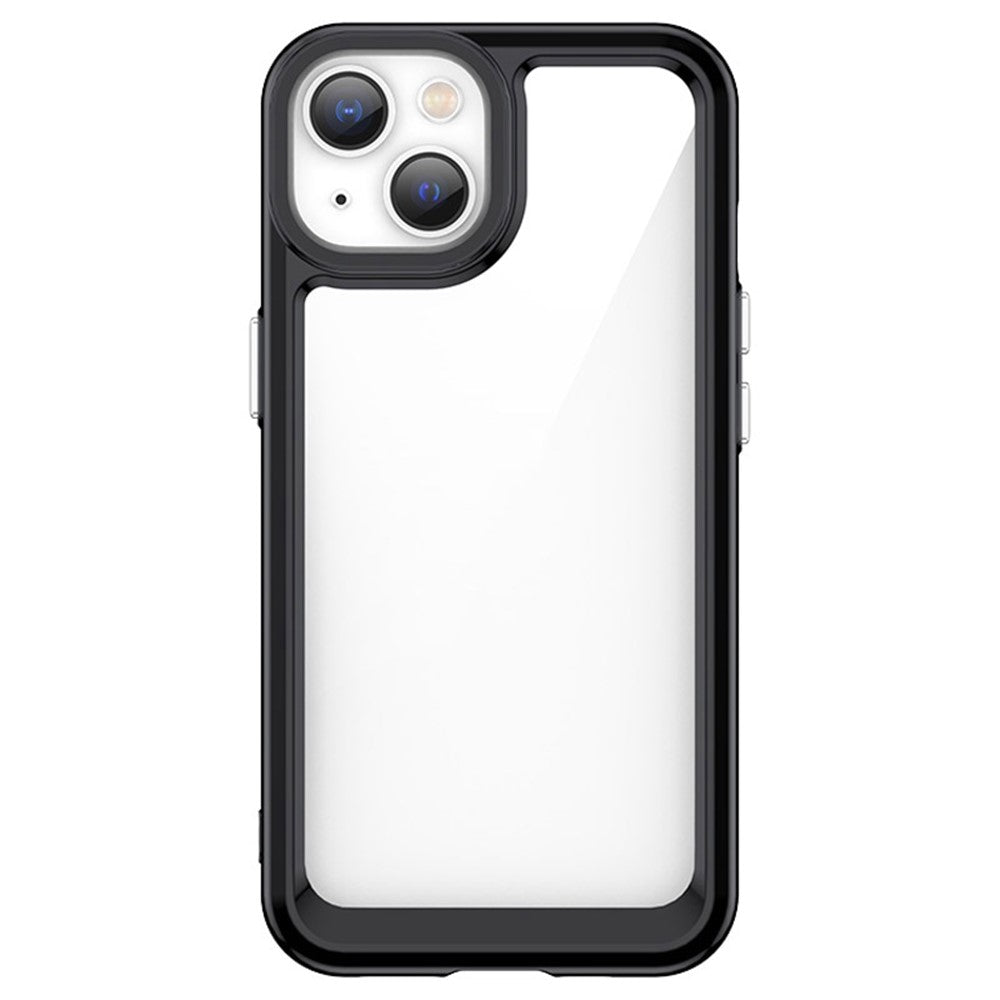 iPhone 14 TPU Cover Acrylic Anti scratch Smartphone Back – Sort/Transparent - produktbillede 2