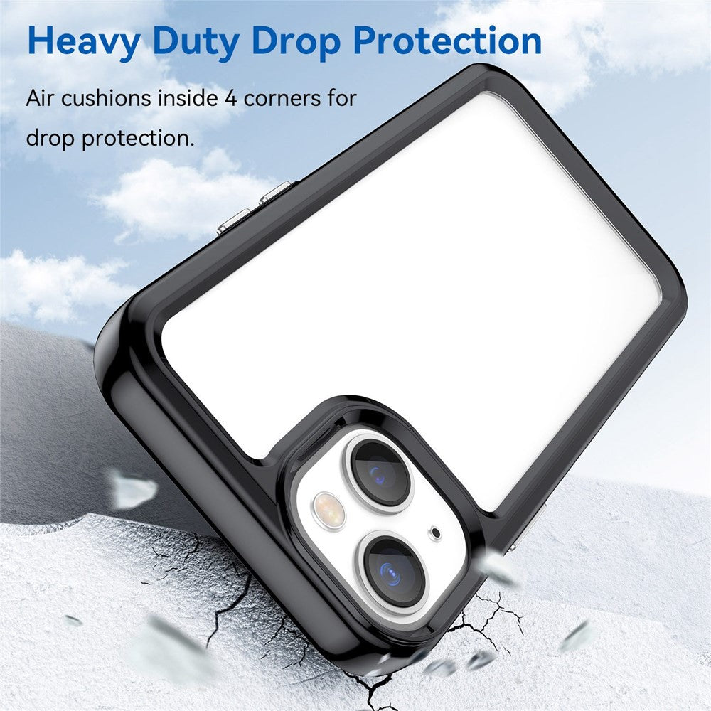 iPhone 14 TPU Cover Acrylic Anti scratch Smartphone Back – Sort/Transparent - produktbillede 4