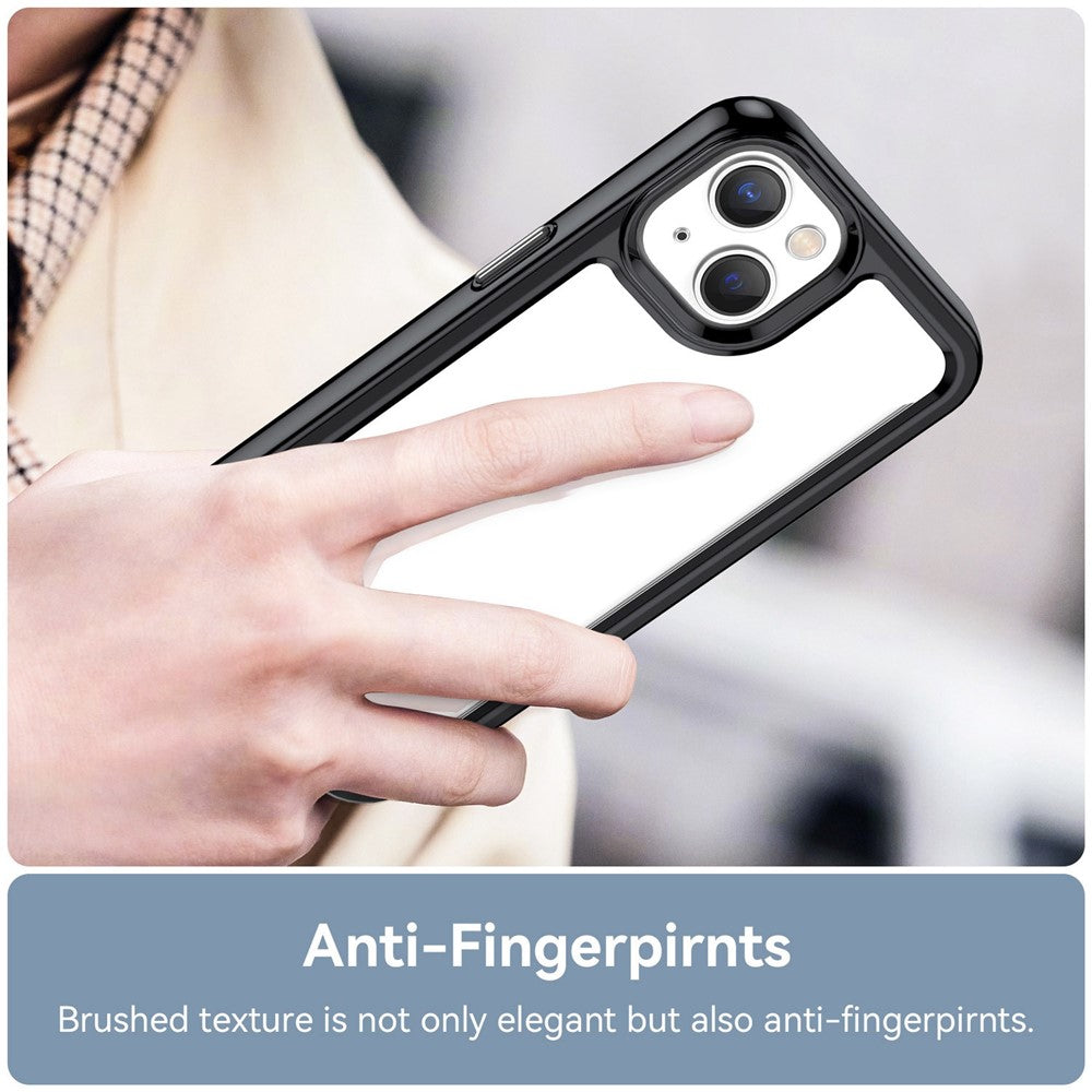 iPhone 14 TPU Cover Acrylic Anti scratch Smartphone Back – Sort/Transparent - produktbillede 6
