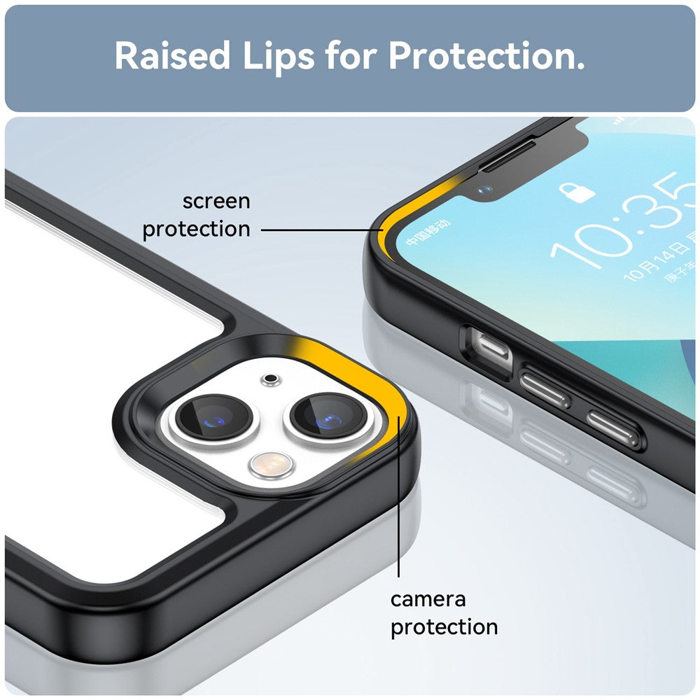 iPhone 14 TPU Cover Acrylic Anti scratch Smartphone Back – Sort/Transparent - produktbillede 7