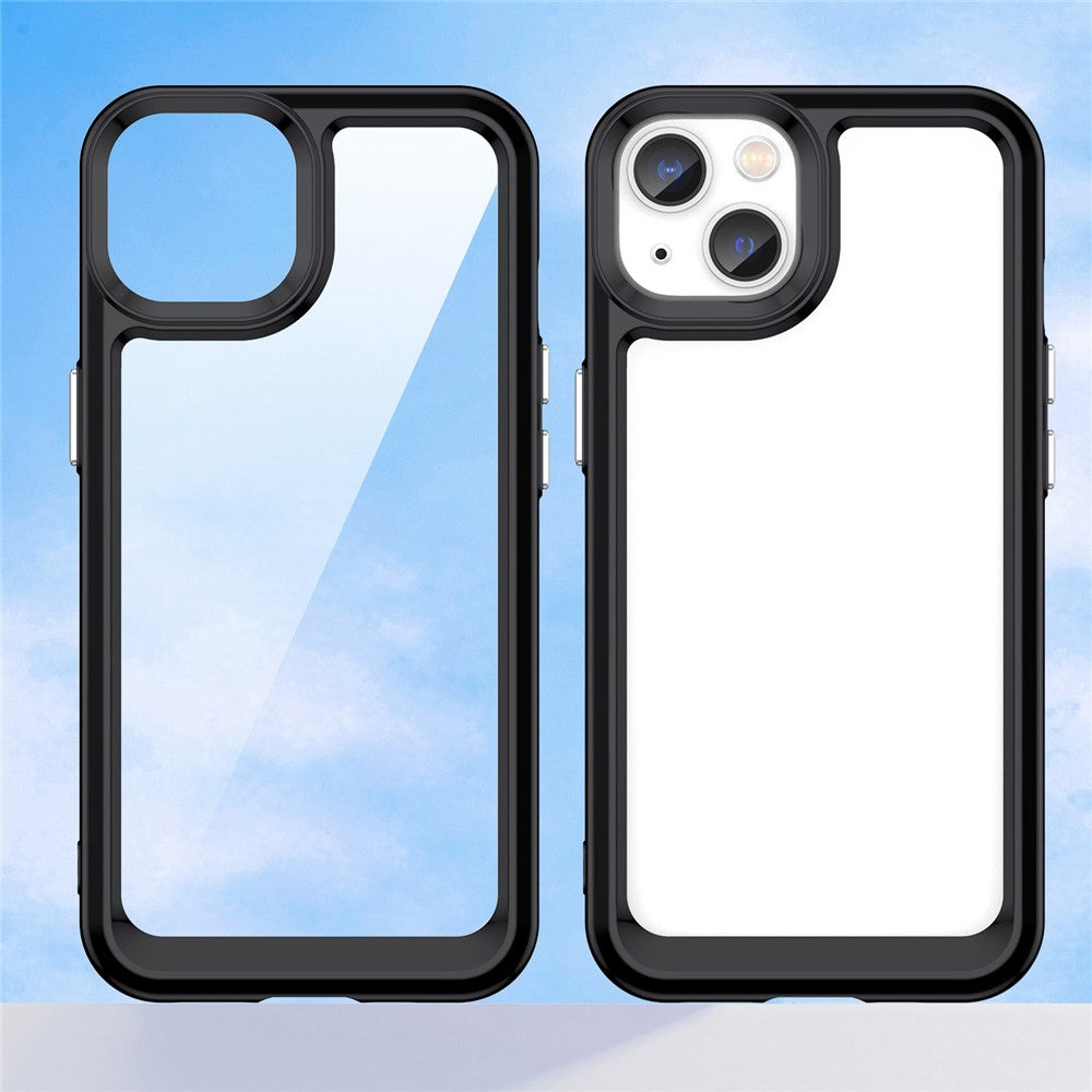 iPhone 14 TPU Cover Acrylic Anti scratch Smartphone Back – Sort/Transparent - produktbillede 9