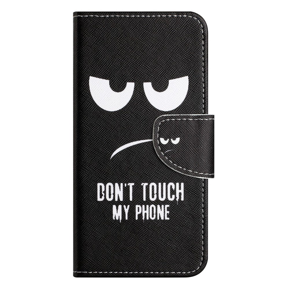 iPhone 14 Pro TPU Wallet Flip Cover Cross Texture Don't Touch My - produktbillede 4