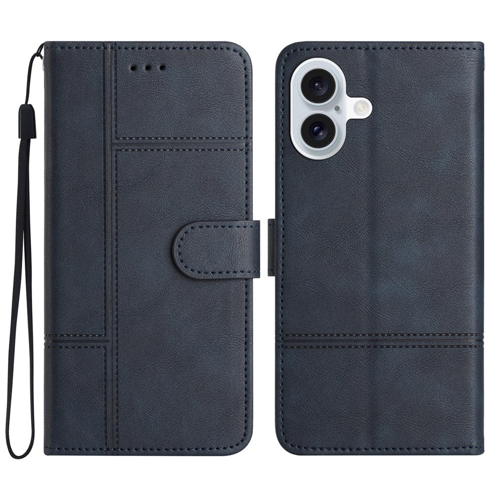 iPhone 16 Wallet Flip Cover Line Pattern – Blå - produktbillede 1