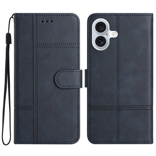 iPhone 16 Wallet Flip Cover Line Pattern – Blå - produktbillede 1