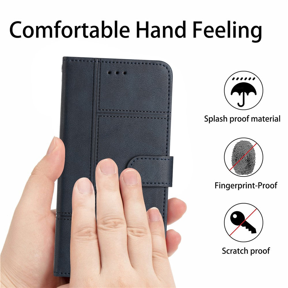 iPhone 16 Wallet Flip Cover Line Pattern – Blå - produktbillede 4