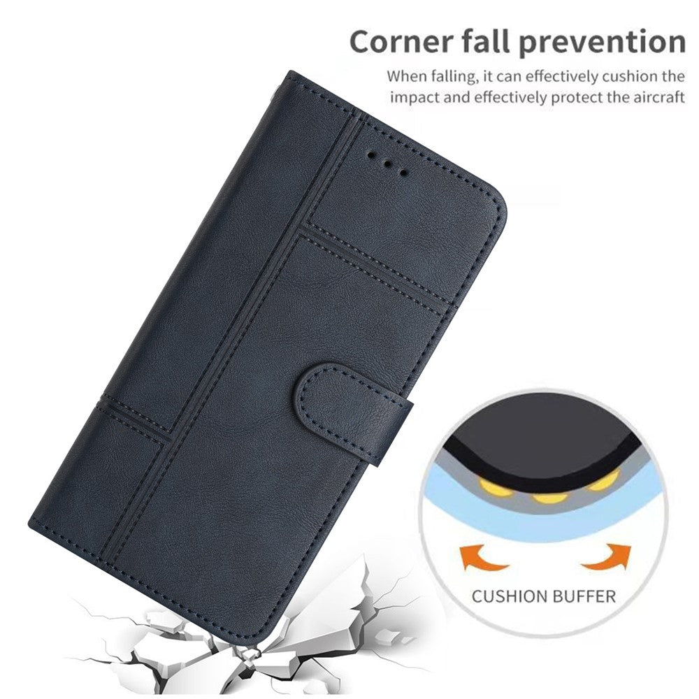 iPhone 16 Wallet Flip Cover Line Pattern – Blå - produktbillede 5