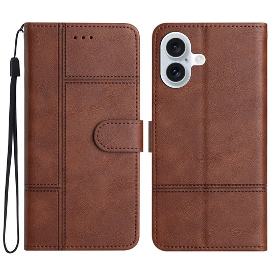 iPhone 16 Wallet Flip Cover Line Pattern Coffee - produktbillede 1