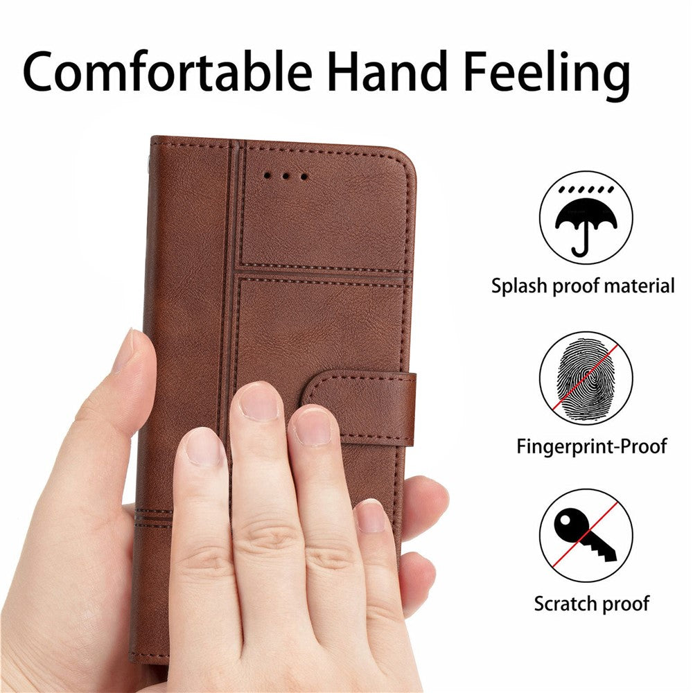 iPhone 16 Wallet Flip Cover Line Pattern Coffee - produktbillede 4