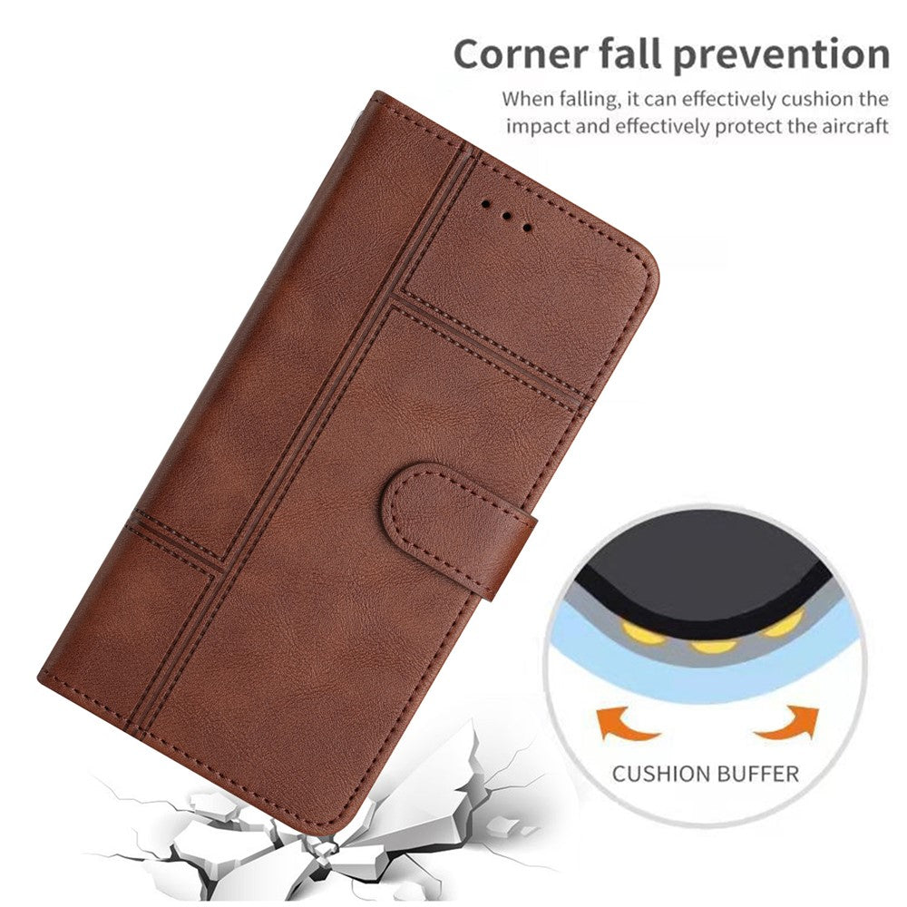 iPhone 16 Wallet Flip Cover Line Pattern Coffee - produktbillede 5