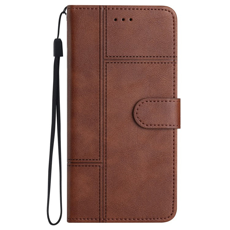 iPhone 16 Wallet Flip Cover Line Pattern Coffee