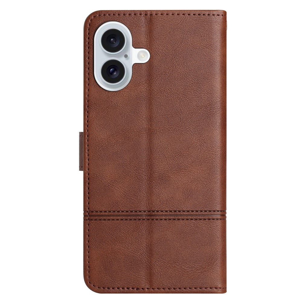 iPhone 16 Wallet Flip Cover Line Pattern Coffee - produktbillede 8