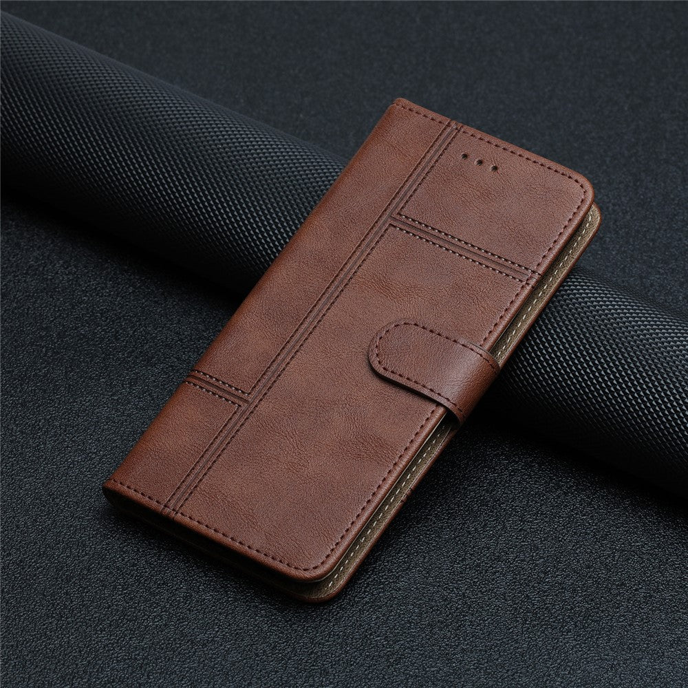 iPhone 16 Wallet Flip Cover Line Pattern Coffee - produktbillede 9