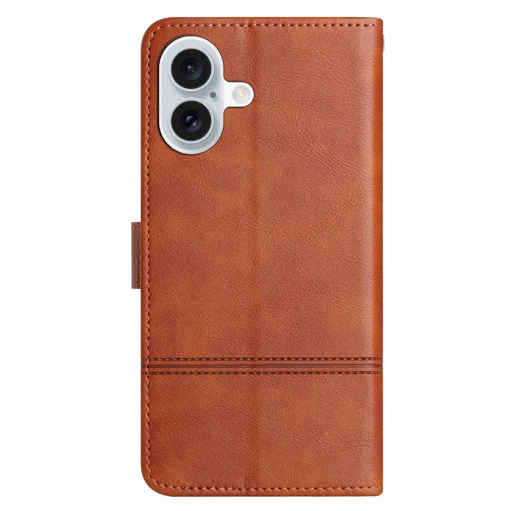 iPhone 16 Wallet Flip Cover Line Pattern – Brun - produktbillede 8