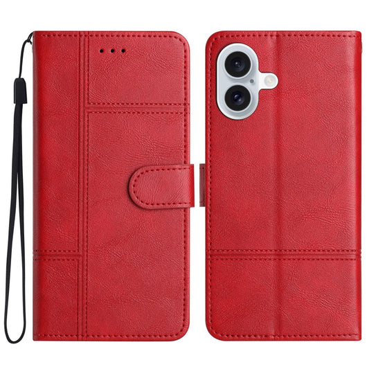 iPhone 16 Wallet Flip Cover Line Pattern – Rød - produktbillede 1