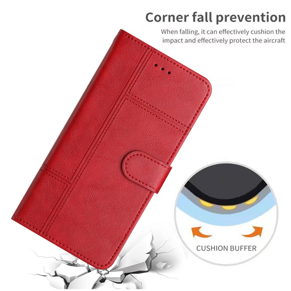 iPhone 16 Wallet Flip Cover Line Pattern – Rød - produktbillede 5