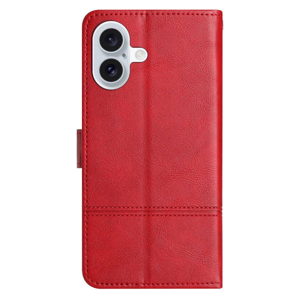 iPhone 16 Wallet Flip Cover Line Pattern – Rød - produktbillede 8
