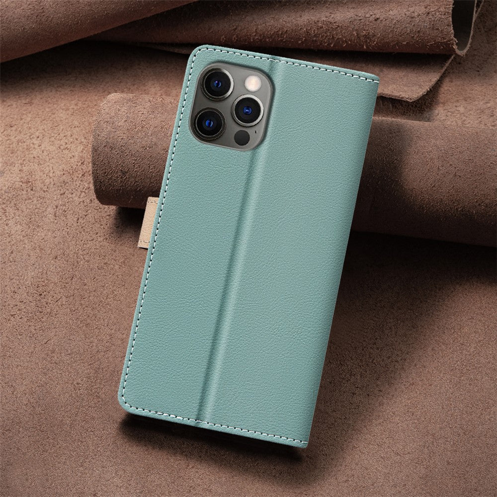 iPhone 16 Pro Max Wallet Flip Cover Splicing color – Grøn - produktbillede 10