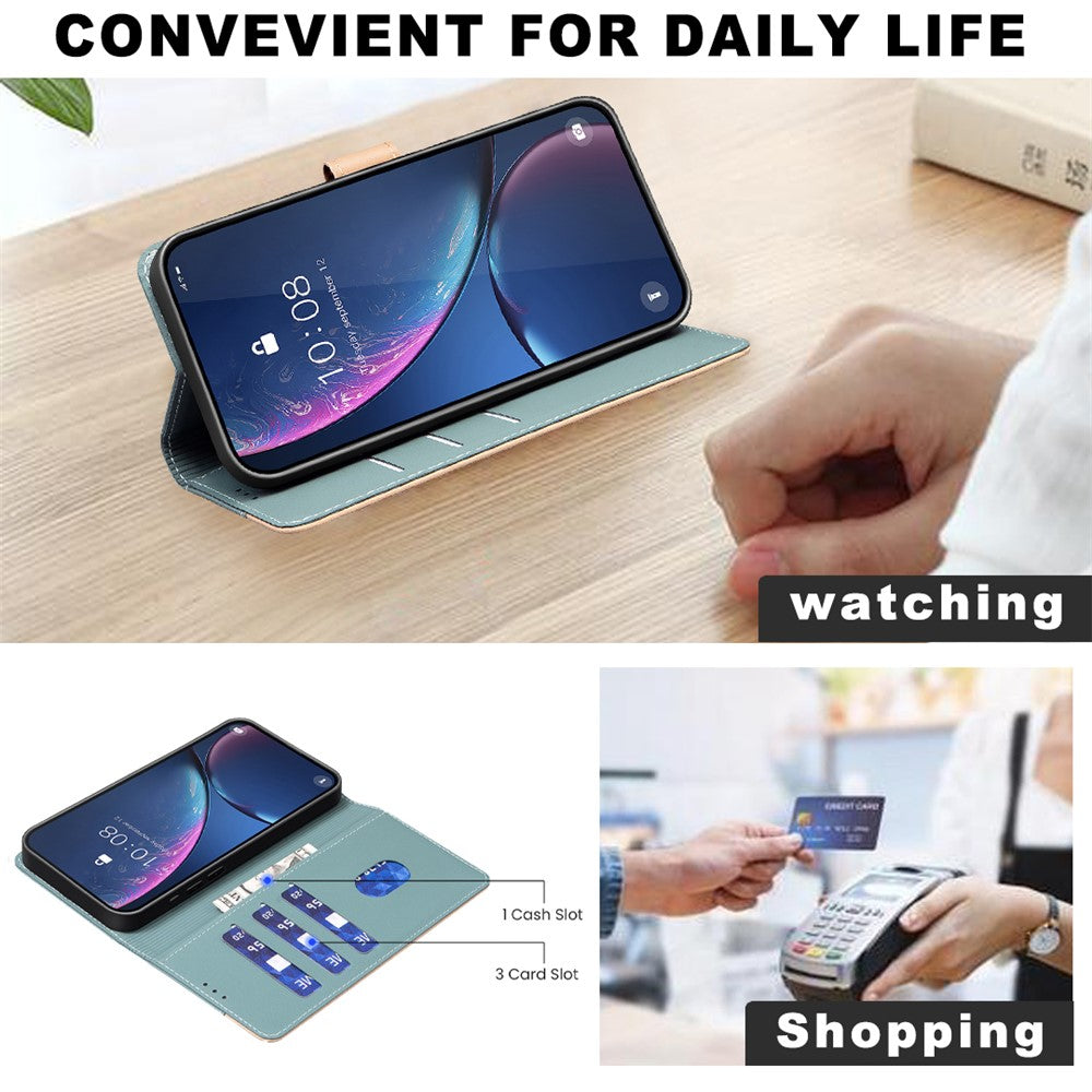 iPhone 16 Pro Max Wallet Flip Cover Splicing color – Grøn - produktbillede 4
