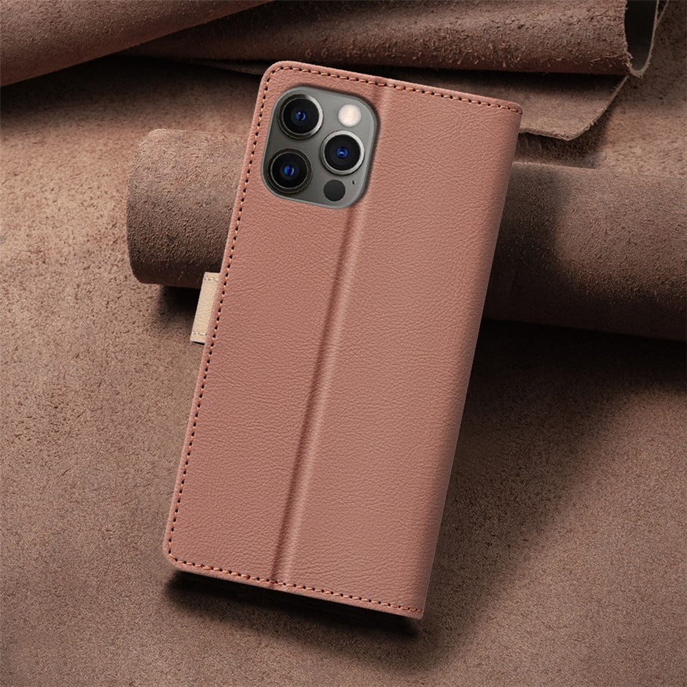 iPhone 16 Pro Max Wallet Flip Cover Splicing color – Brun - produktbillede 10