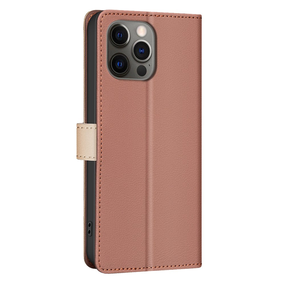 iPhone 16 Pro Max Wallet Flip Cover Splicing color – Brun - produktbillede 8