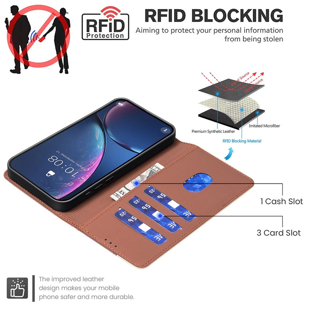 iPhone 16 Plus Wallet Flip Cover Splicing color – Brun - produktbillede 3