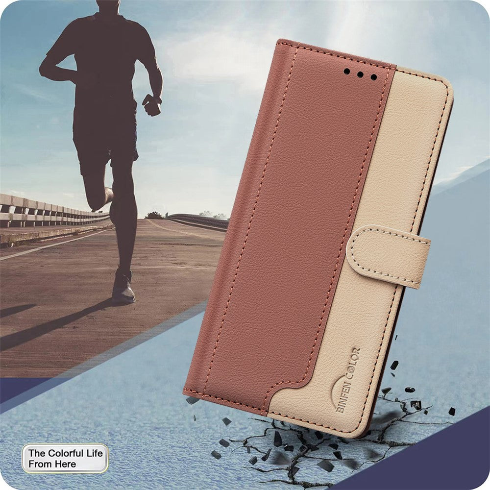 iPhone 16 Plus Wallet Flip Cover Splicing color – Brun - produktbillede 6