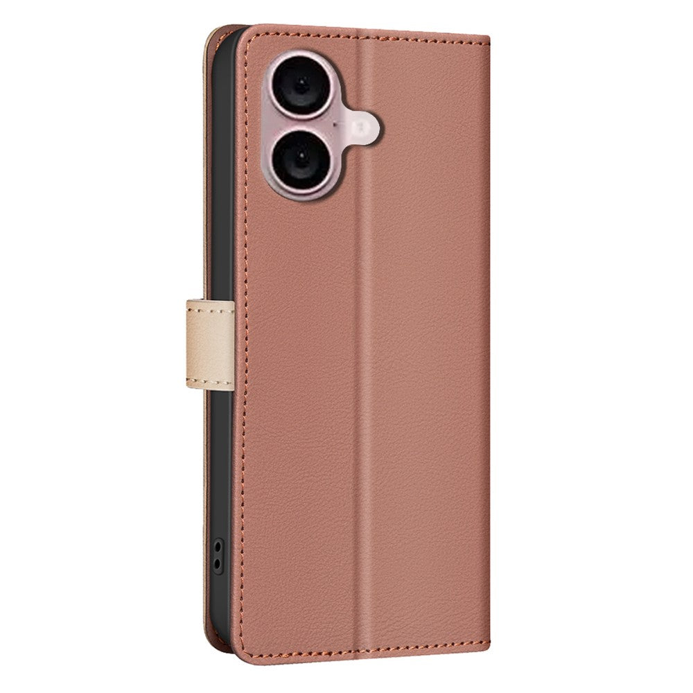 iPhone 16 Plus Wallet Flip Cover Splicing color – Brun - produktbillede 8