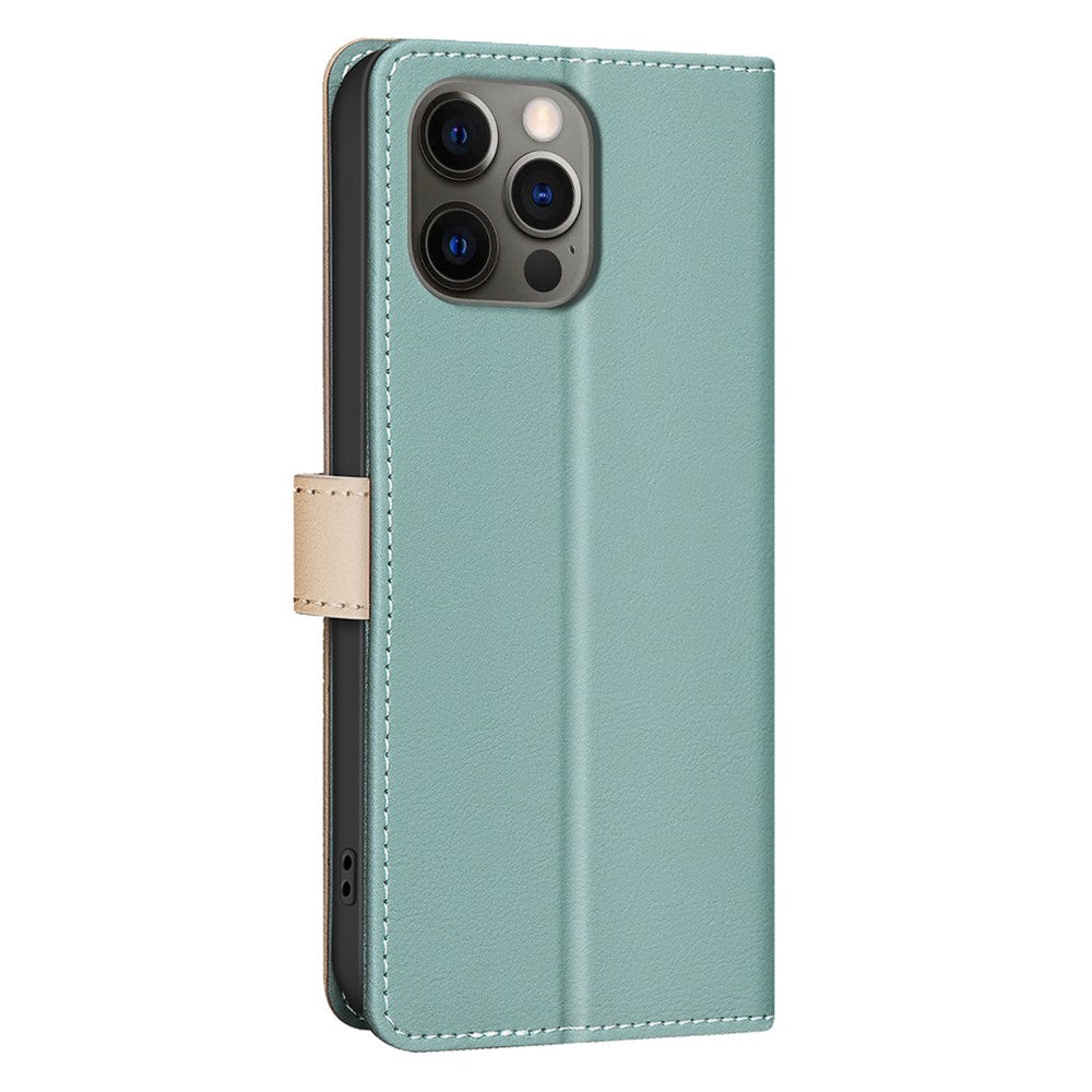 iPhone 16 Pro Wallet Flip Cover Splicing color – Grøn - produktbillede 8
