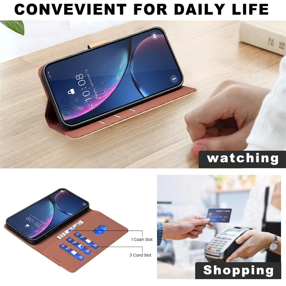 iPhone 16 Pro Wallet Flip Cover Splicing color – Brun - produktbillede 4