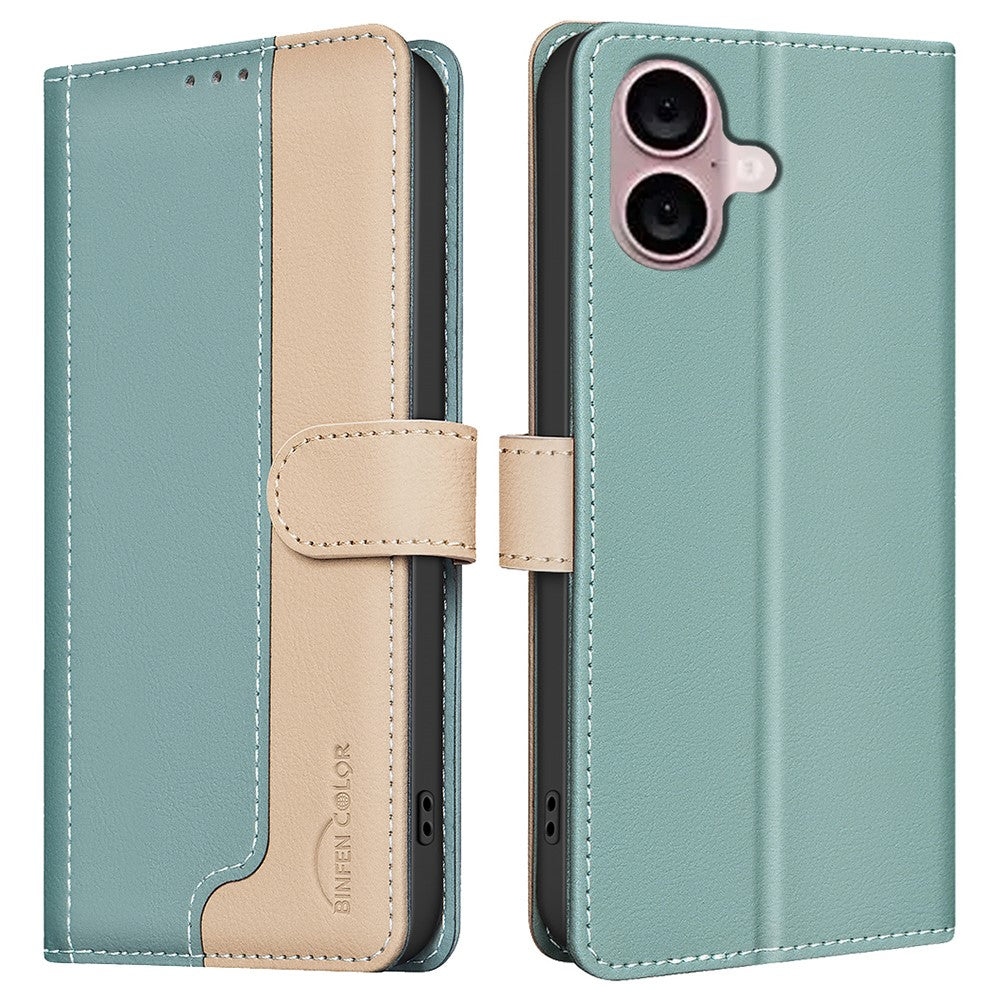iPhone 16 Wallet Flip Cover Splicing color – Grøn - produktbillede 1