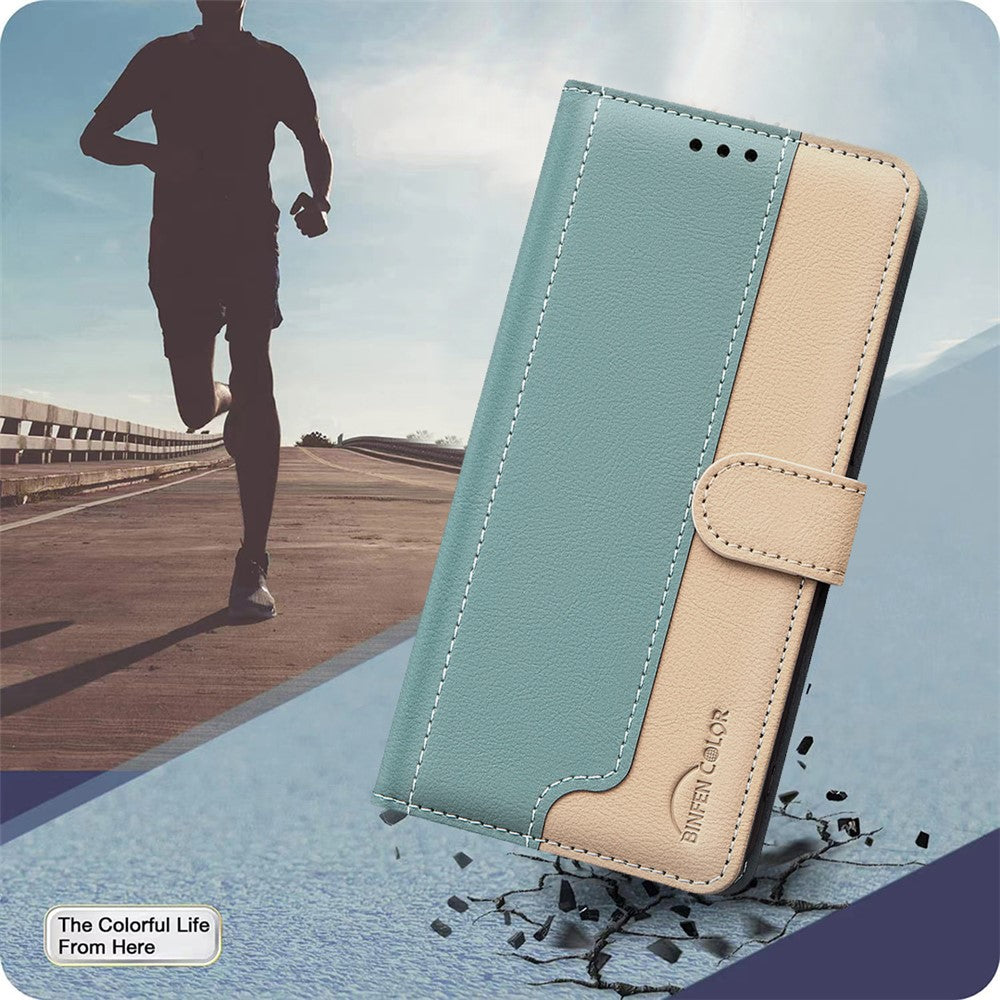 iPhone 16 Wallet Flip Cover Splicing color – Grøn - produktbillede 6