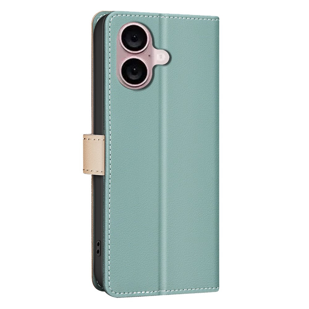 iPhone 16 Wallet Flip Cover Splicing color – Grøn - produktbillede 8
