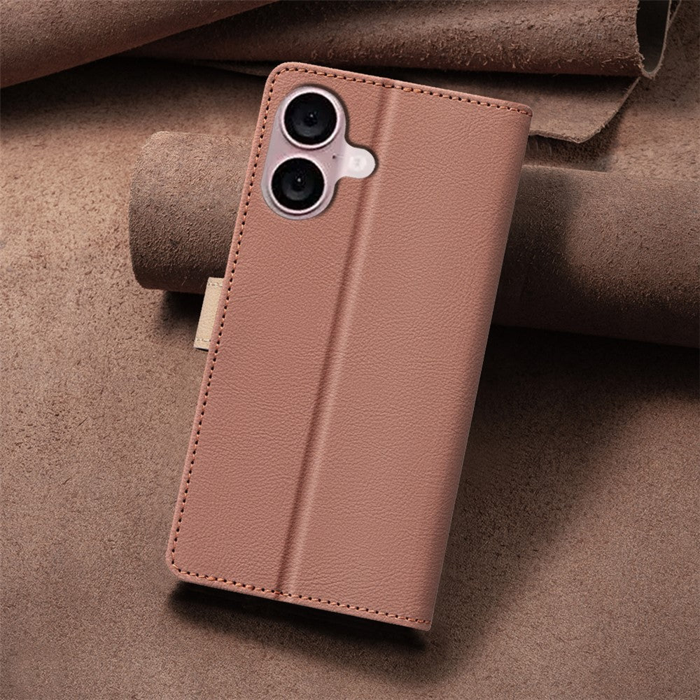iPhone 16 Wallet Flip Cover Splicing color – Brun - produktbillede 10