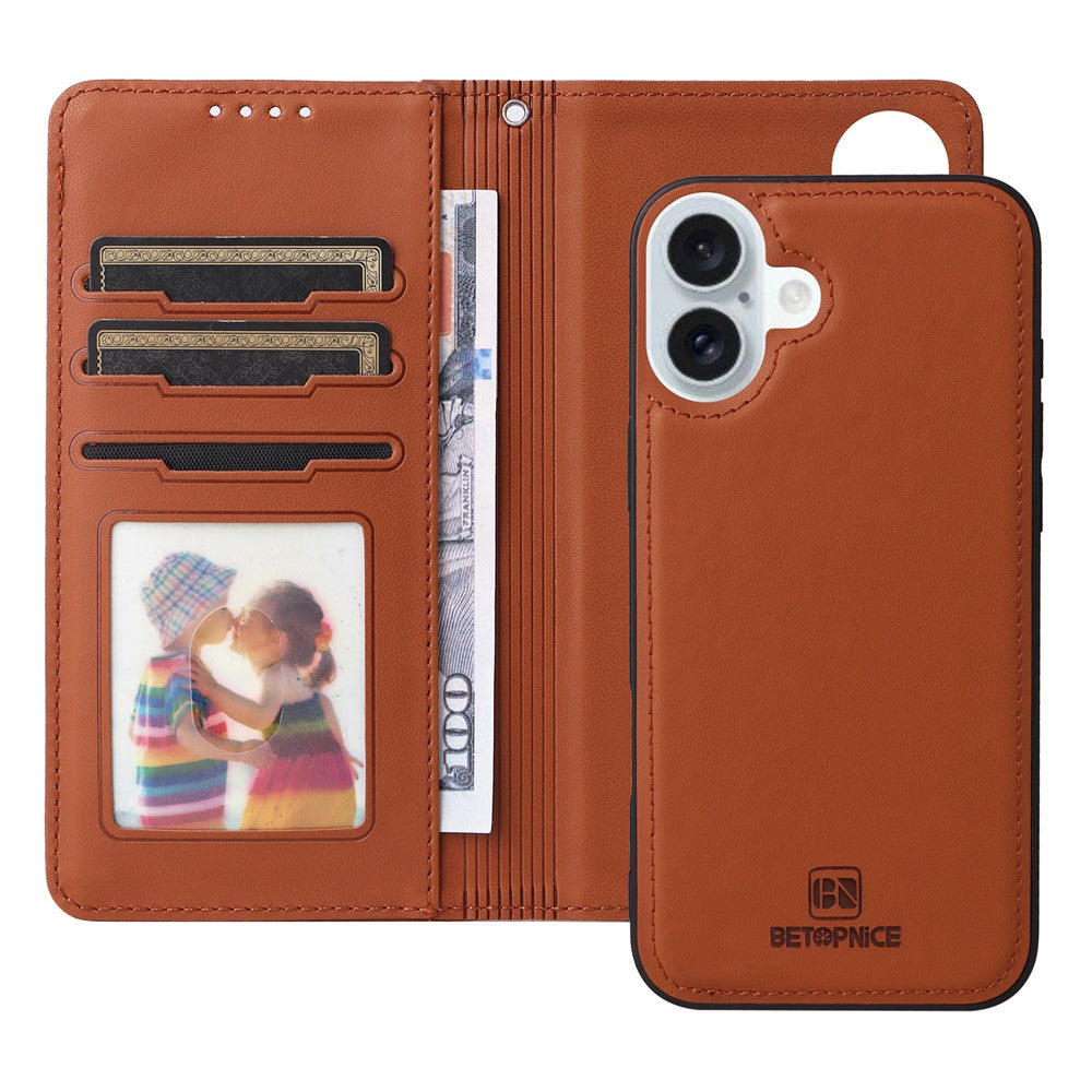 iPhone 16 Plus Wallet Flip Cover – Brun - produktbillede 2