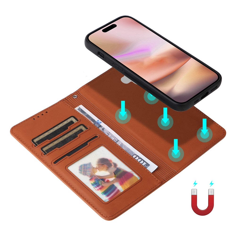 iPhone 16 Plus Wallet Flip Cover – Brun - produktbillede 3