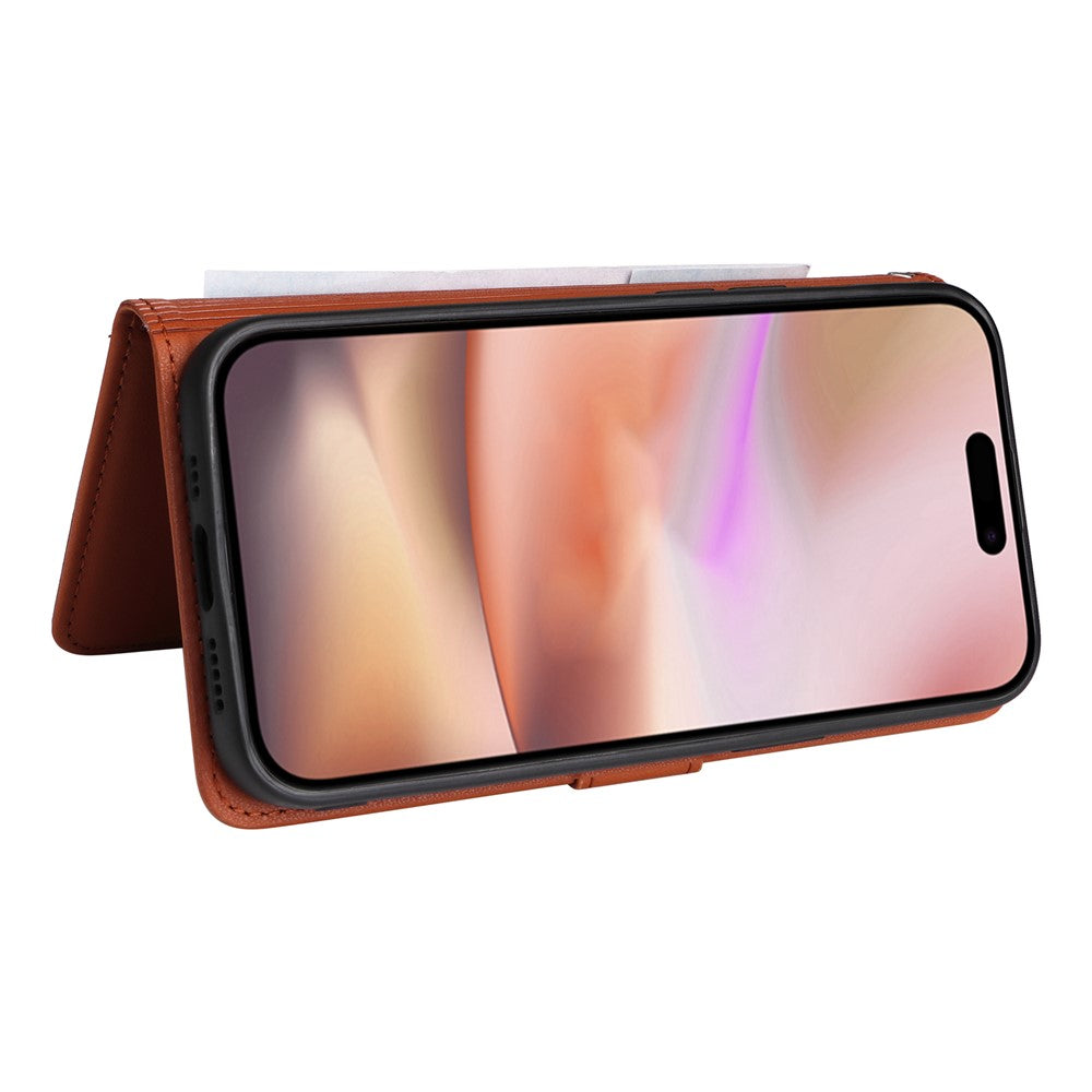 iPhone 16 Plus Wallet Flip Cover – Brun - produktbillede 4