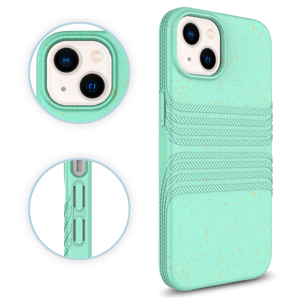 iPhone 14 TPU Cover Anti scratch Fully Biodegradable Wheat Straw Cell – Sort - produktbillede 4
