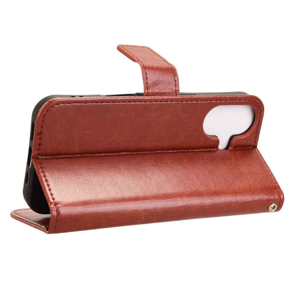 iPhone 16 Plus Læder Wallet Flip Cover crazy horse – Brun - produktbillede 3