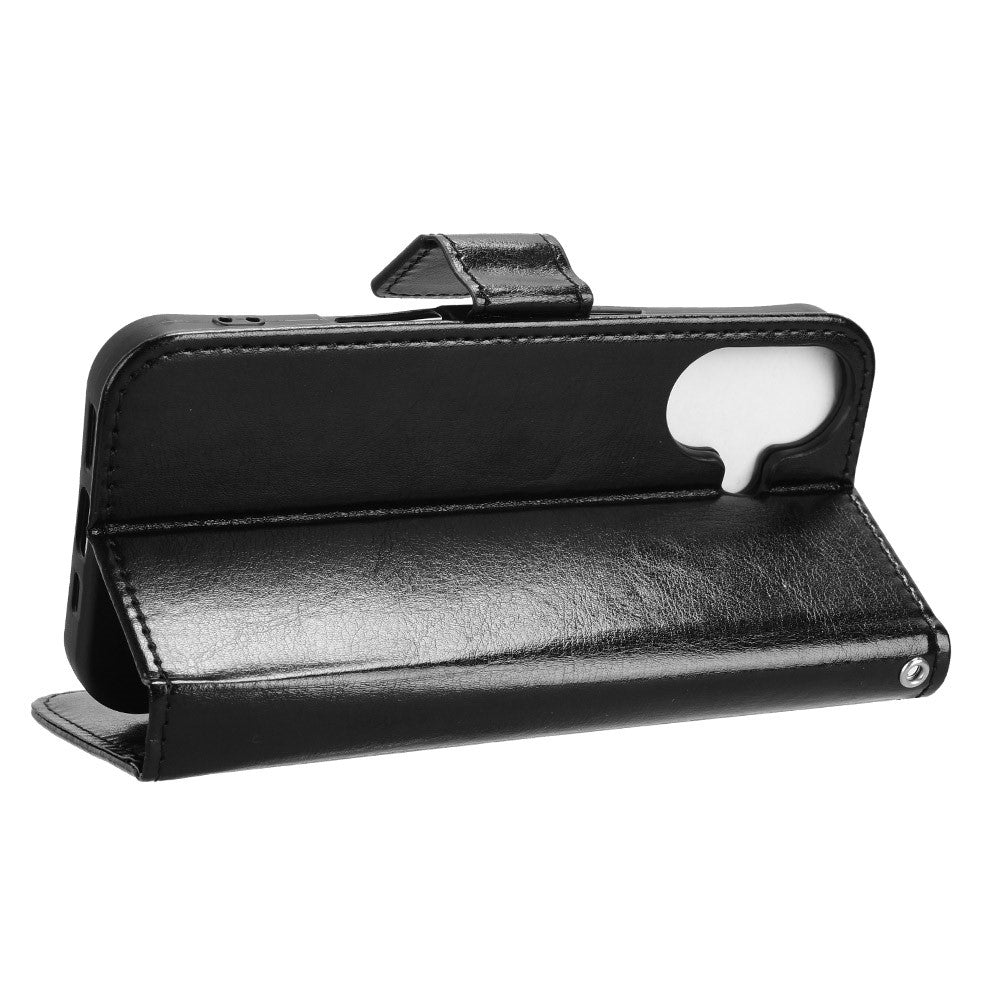 iPhone 16 Plus Læder Wallet Flip Cover crazy horse – Sort - produktbillede 3