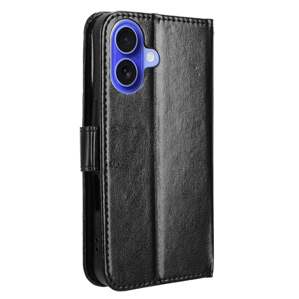 iPhone 16 Plus Læder Wallet Flip Cover crazy horse – Sort - produktbillede 6