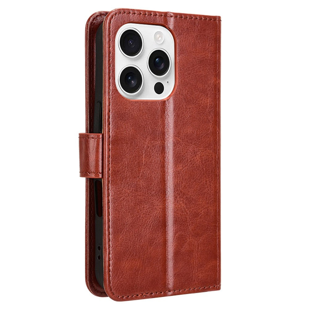 iPhone 16 Pro Læder Wallet Flip Cover crazy horse – Brun - produktbillede 6
