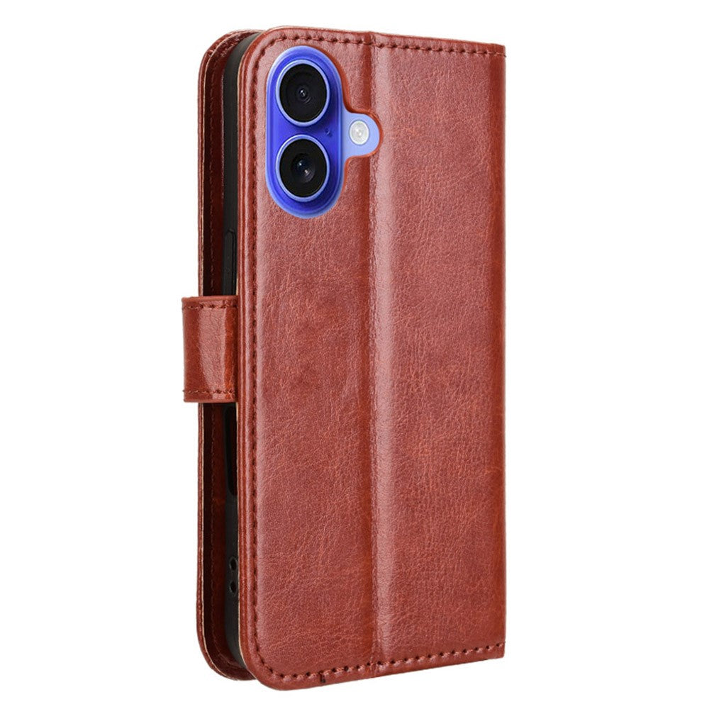 iPhone 16 Læder Wallet Flip Cover crazy horse – Brun - produktbillede 6