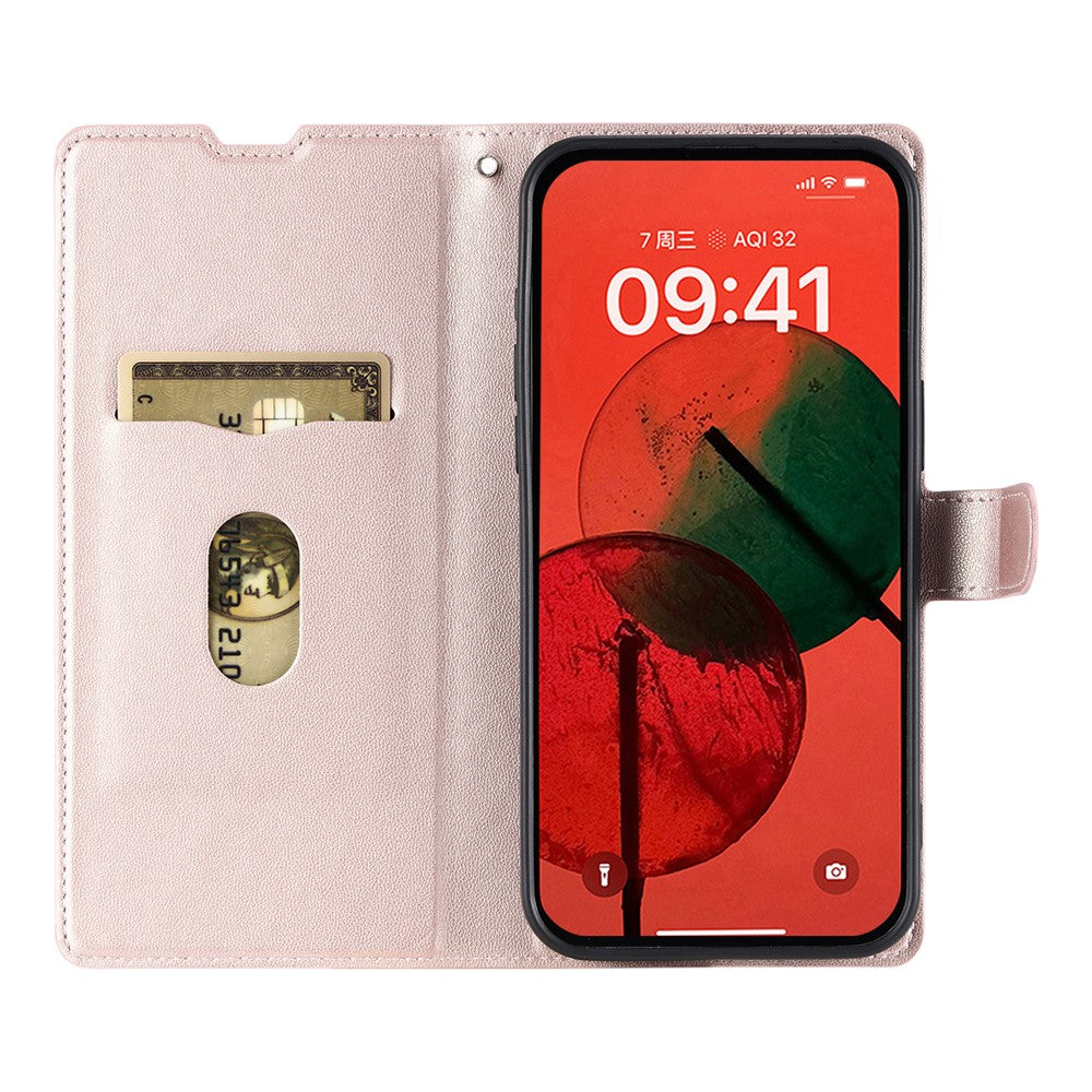 iPhone 16 Wallet Flip Cover Dots – Rosegold - produktbillede 2