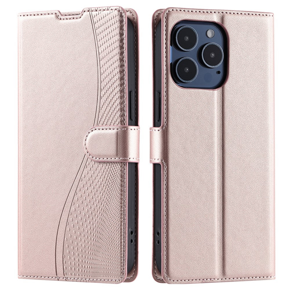 iPhone 16 Pro Max Wallet Flip Cover Dots – Rosegold - produktbillede 1