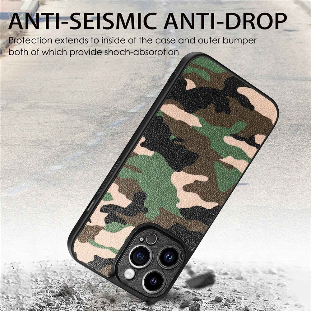 iPhone 14 Pro TPU Cover Camouflage Pattern Anti Fall Shockproof Support Wireless Charging – Grøn - produktbillede 3