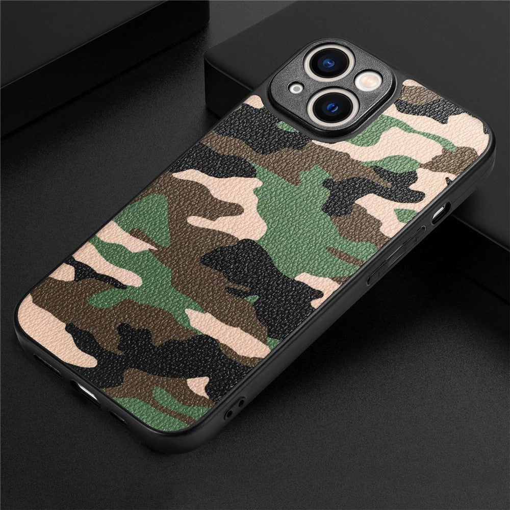 iPhone 14 TPU Cover Shockproof Camouflage Pattern Anti Fall Support Wireless Charging – Grøn - produktbillede 11