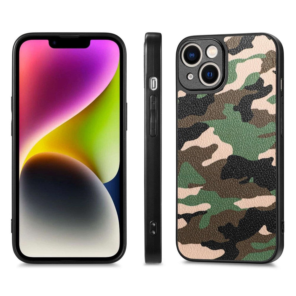iPhone 14 TPU Cover Shockproof Camouflage Pattern Anti Fall Support Wireless Charging – Grøn - produktbillede 12